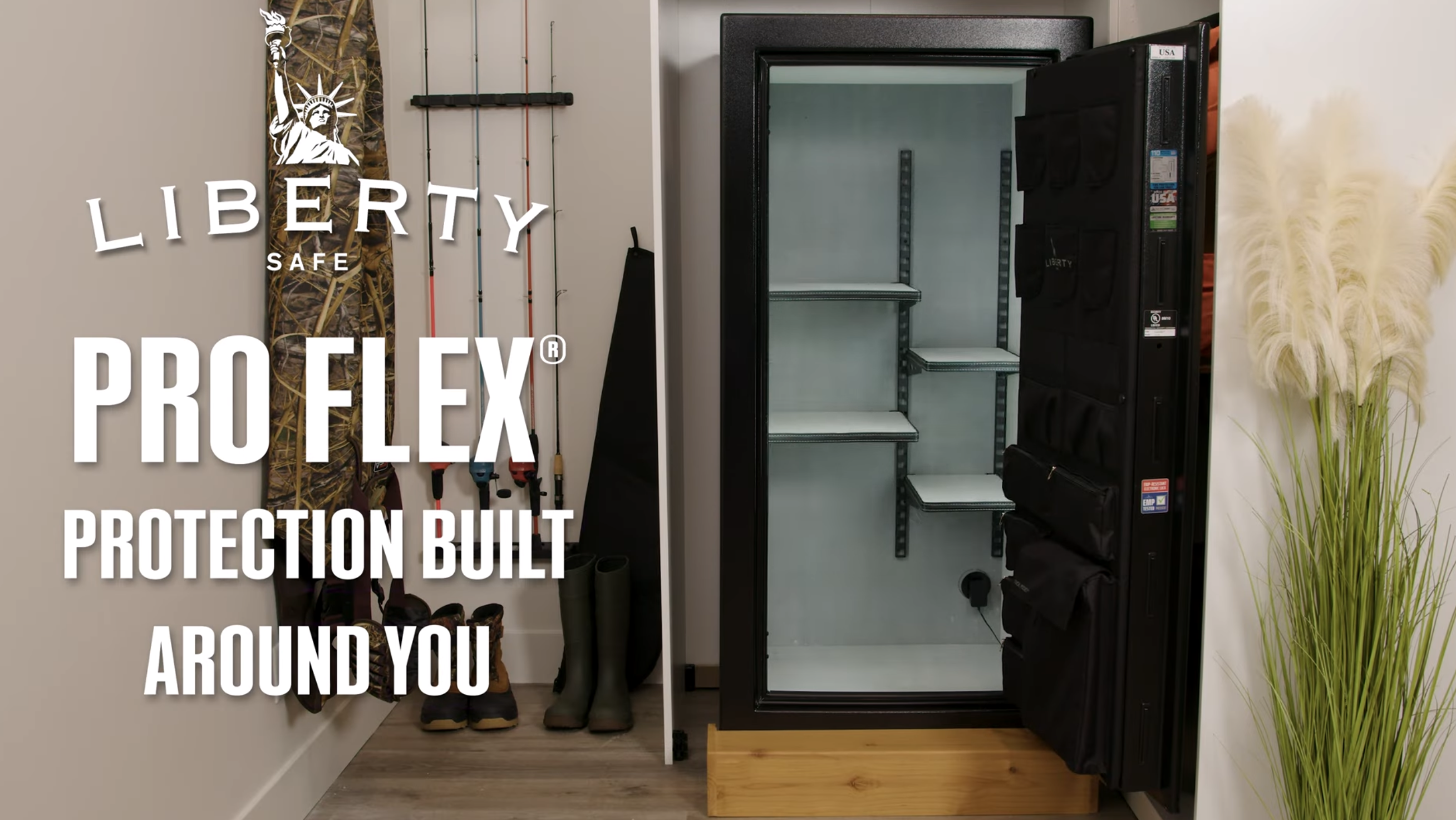 Load video: Liberty Safe Pro Flex interiors are customizable to your life and needs.