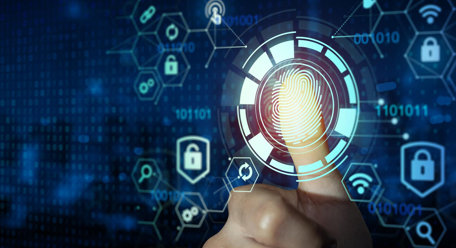 Fingerprint scan provides security access with biometrics identity and approval
