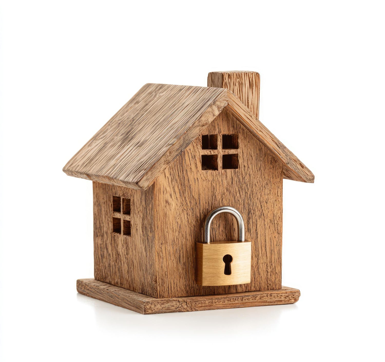 Wooden miniature house with lock