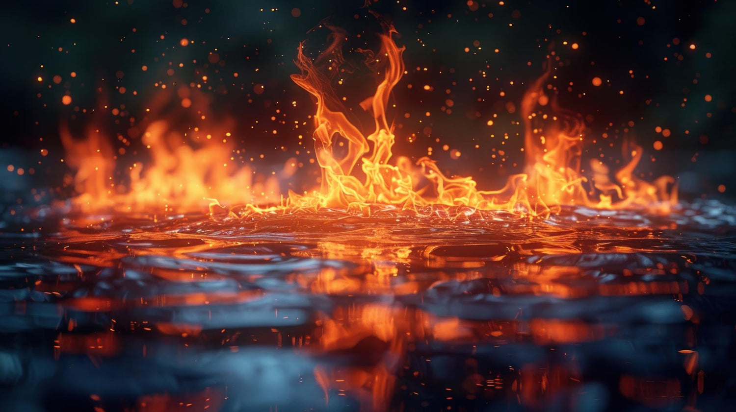 Fire over water abstract conceptual design backdrop