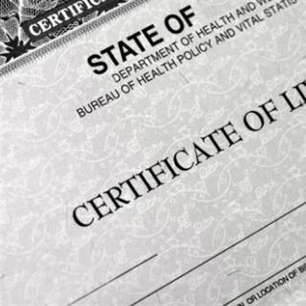 Certificate of Life from the State of New York Department of Health