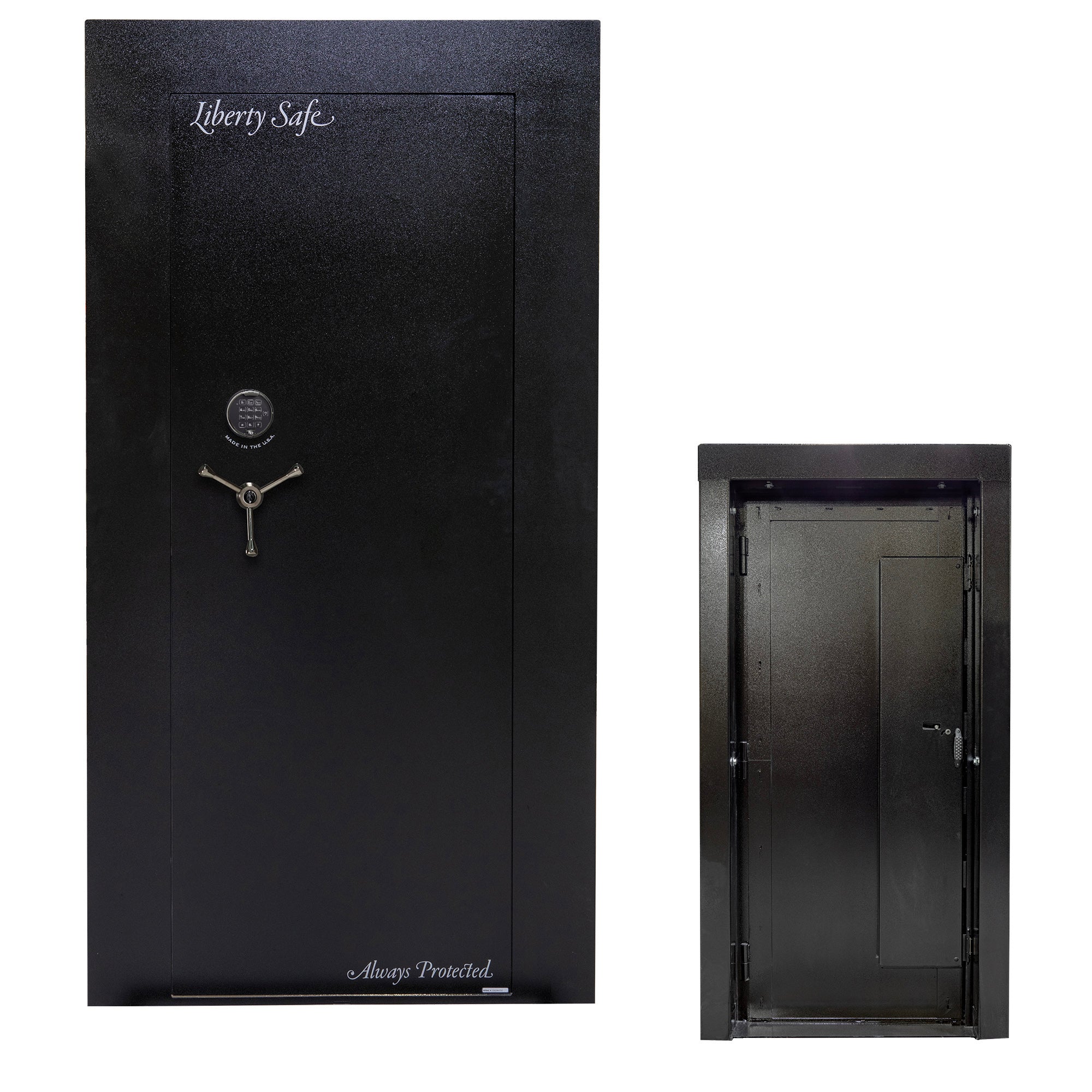 Black Liberty Safe vault door with a smaller inset showing a door inside the safe | 647346410584